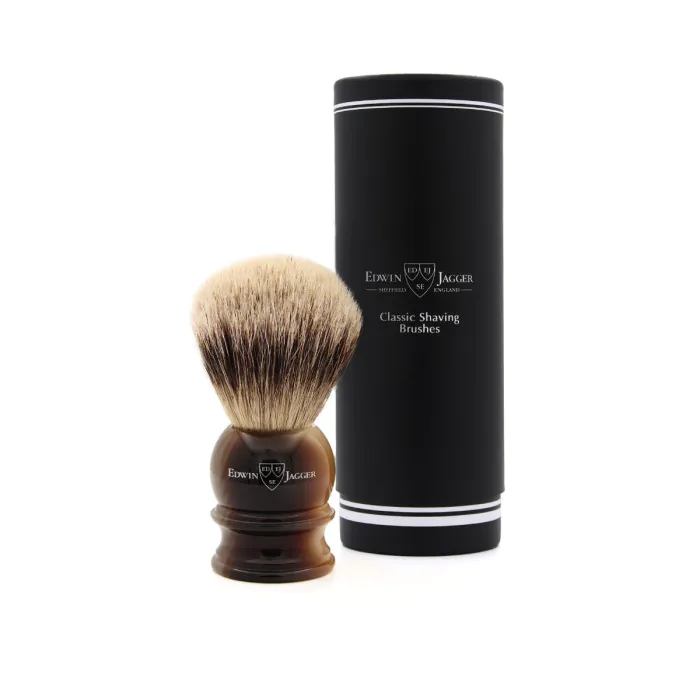 Edwin Jagger Silvertip Badger Shaving Brush Imitation Light Horn