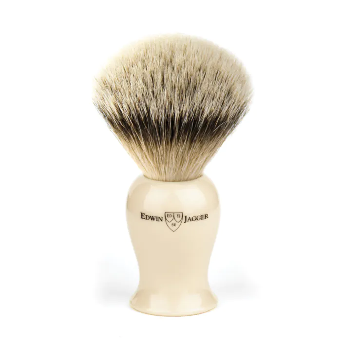 Edwin Jagger Silvertip Badger Shaving Brush Plaza Imitation Ivory