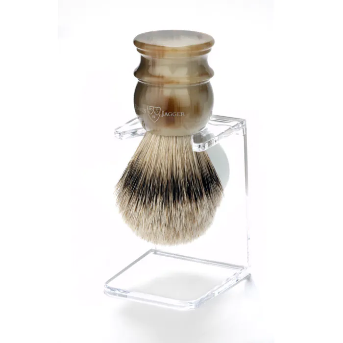 Edwin Jagger Silvertip Badger Shaving Brush With Stand Imitation Light Horn
