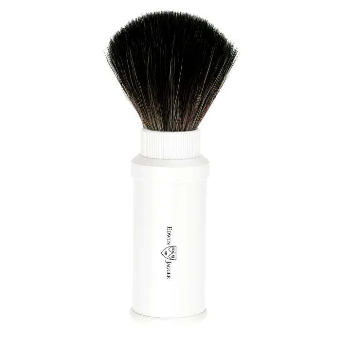 Edwin Jagger White Travel Shaving Brush (Black Synthetic)
