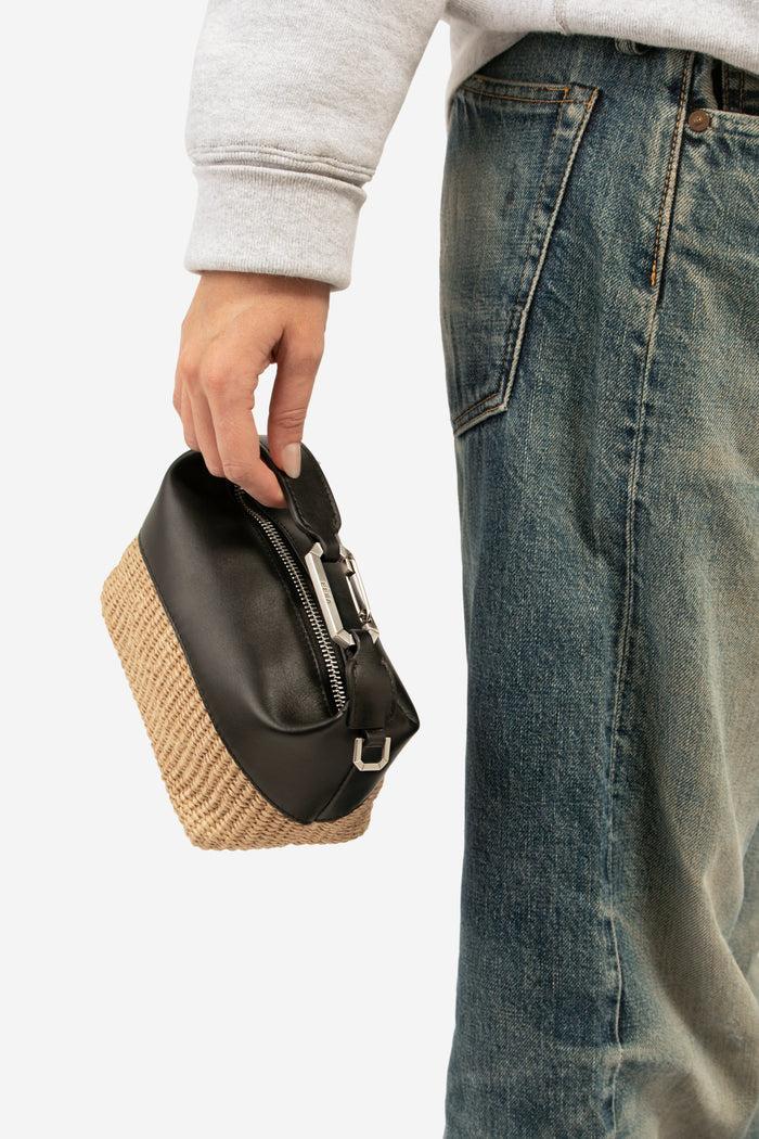 Eéra Leather And Straw Moon Bag
