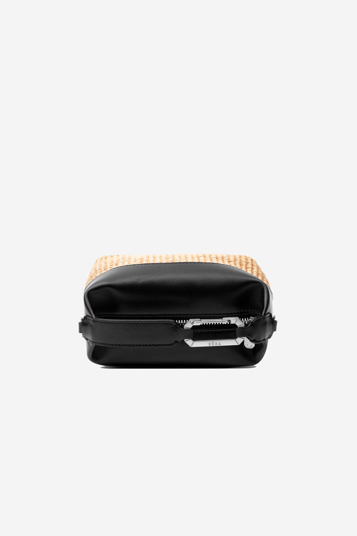 Eéra Leather And Straw Moon Bag