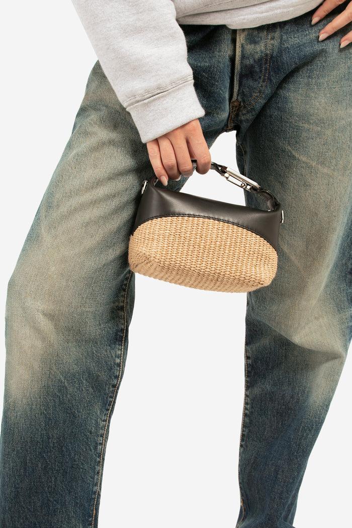 Eéra Leather And Straw Moon Bag
