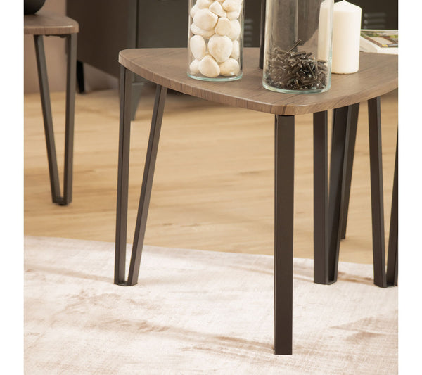 Eggree SeKauwhata 3Pcs Nesting Tables - Brown Mdf With Black Metal Leg SeKauwhata 3Pcs Nesting Tables - Brown Mdf With Black Metal Leg