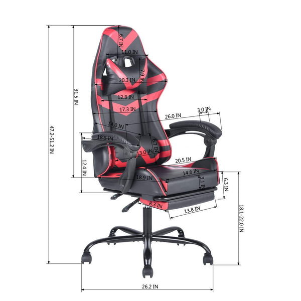 Eggree Set Of 12 Attic Black Red Ergonomic Video Gaming Chair Set Of 12 Attic Black Red Ergonomic Video Gaming Chair