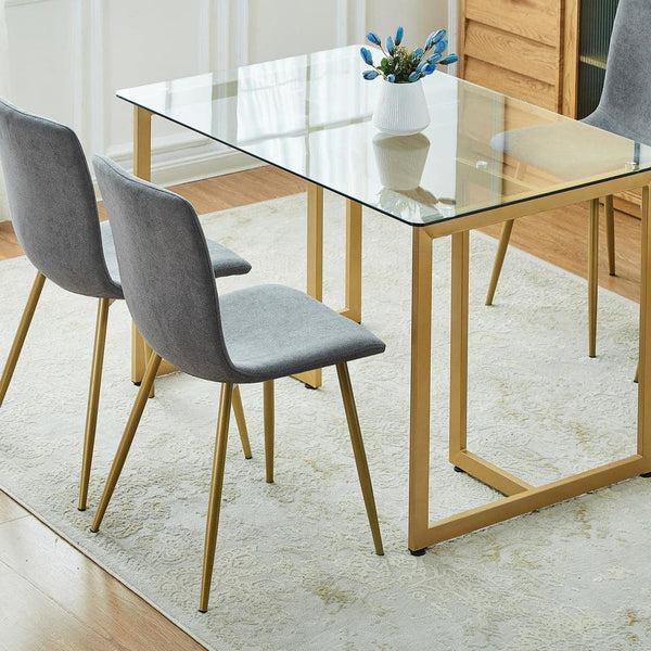 Eggree Set Of 12 SLIP 47 In. Tempered Glass Top Slip Gold Base Elegant Dining Table Set Of 12 SLIP 47 In. Tempered Glass Top Slip Gold Base Elegant Dining Table