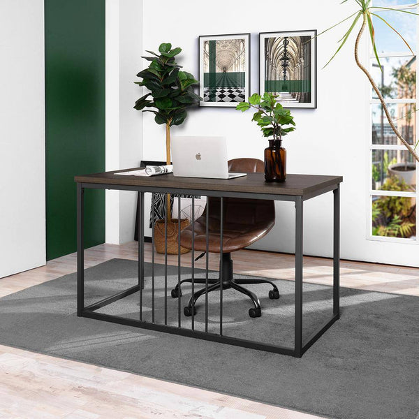 eggree Set of 14 ZEN Computer Desk 47.2 in. W Brown Metal Frame MDF Wood Set of 14 ZEN Computer Desk 47.2 in. W Brown Metal Frame MDF Wood