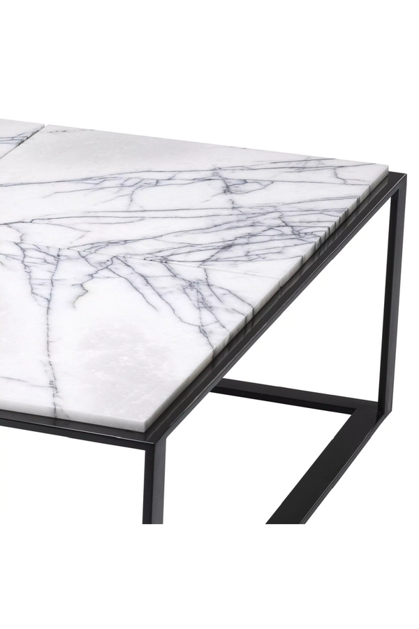 Eggree Set Of 16 Adria Coffee Table - White Marble With Black Metal Leg Set Of 16 Adria Coffee Table - White Marble With Black Metal Leg