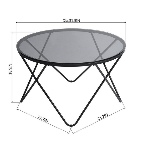Eggree Set Of 17 Canales 31.5 In. Black Round Glass Coffee Table Set Of 17 Canales 31.5 In. Black Round Glass Coffee Table