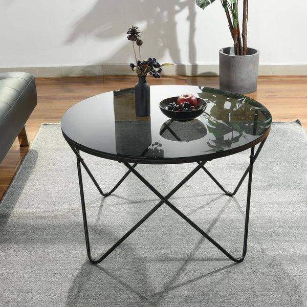 eggree Set of 17 Canales 31.5 in. Black Round Glass Coffee Table Set of 17 Canales 31.5 in. Black Round Glass Coffee Table