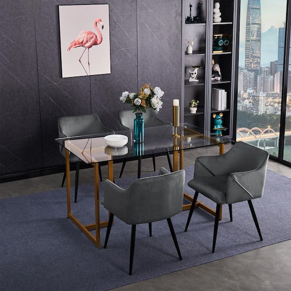 Eggree Set Of 18 Aldridge Velvet Dining Chair - Grey With Black Metal Leg Set Of 18 Aldridge Velvet Dining Chair - Grey With Black Metal Leg