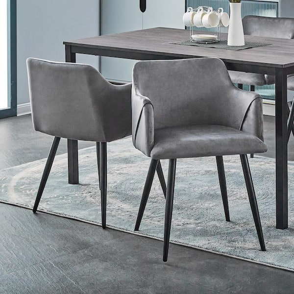 eggree Set of 18 Aldridge Velvet Dining Chair - Grey with Black Metal Leg Set of 18 Aldridge Velvet Dining Chair - Grey with Black Metal Leg