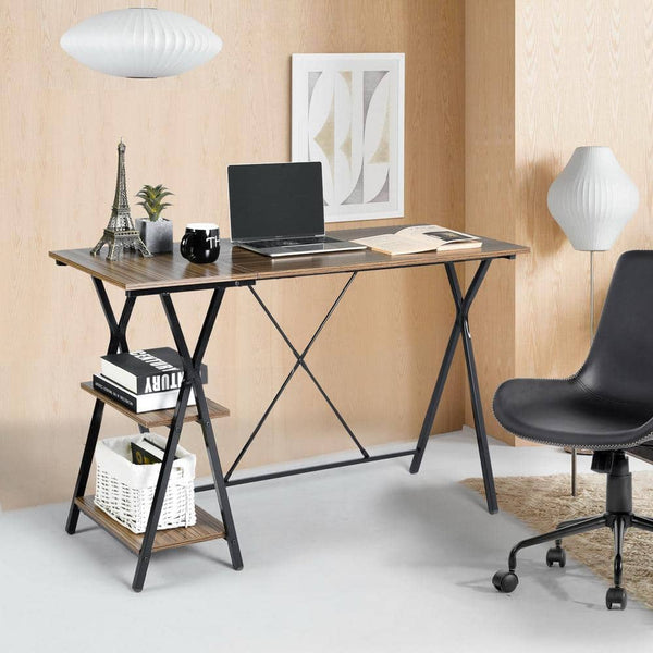 eggree Set of 20 Maddie 47 in. Brown Manufactured Wood Computer Writing Desk with 2 Shelves Set of 20 Maddie 47 in. Brown Manufactured Wood Computer Writing Desk with 2 Shelves