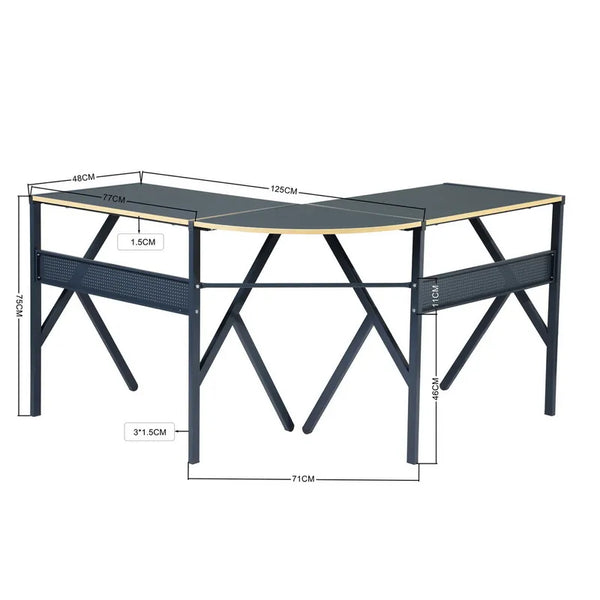 Eggree Set Of 21 L-Shaped Desk 125cm - Grey Mdf With Metal Leg Set Of 21 L-Shaped Desk 125cm - Grey Mdf With Metal Leg