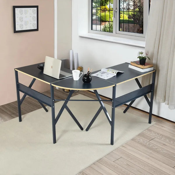 eggree Set of 21 L-Shaped Desk 125cm - Grey Mdf with Metal Leg Set of 21 L-Shaped Desk 125cm - Grey Mdf with Metal Leg eggree Set of 21 L-Shaped Desk 125cm - Grey Mdf with Metal Leg Set of 21 L-Shaped Desk 125cm - Grey Mdf with Metal Leg
