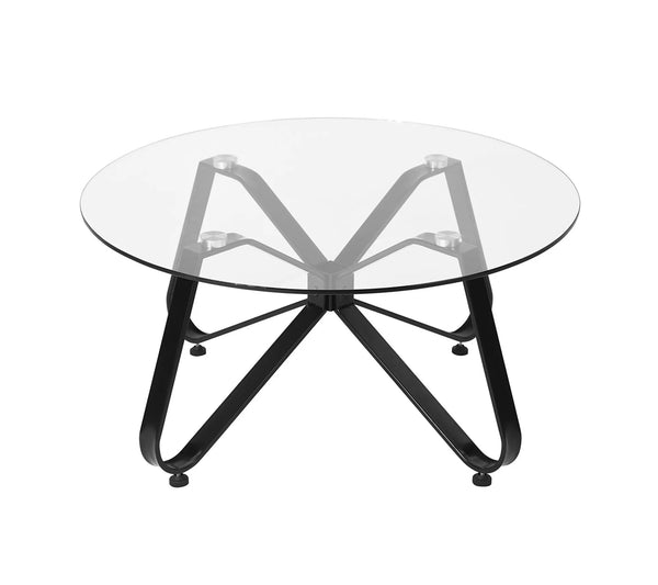 Eggree Set Of 22 Konya Coffee Table 80cm - Glass With Black Metal Leg Set Of 22 Konya Coffee Table 80cm - Glass With Black Metal Leg