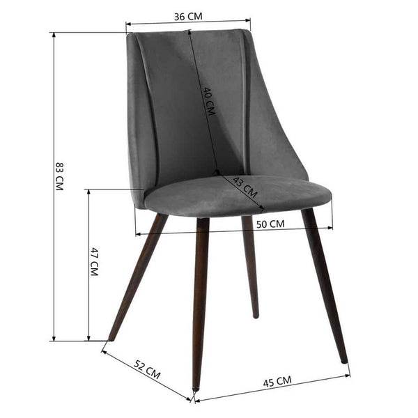 Eggree Set Of 22 Smeg Dining Chair - Velvet Grey Set Of 22 Smeg Dining Chair - Velvet Grey