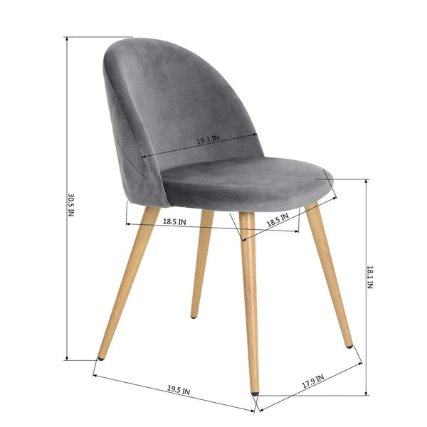 Eggree Set Of 24 Zomba Dining Chair - Velvet Grey With Metal Leg Set Of 24 Zomba Dining Chair - Velvet Grey With Metal Leg