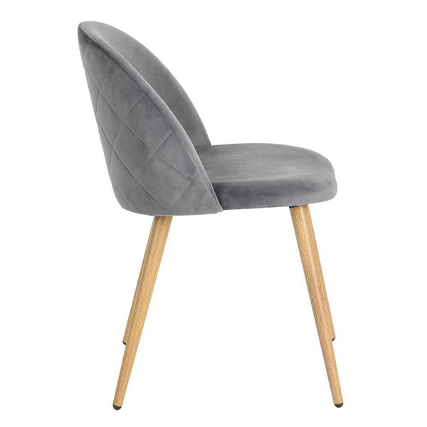 Eggree Set Of 24 Zomba Dining Chair - Velvet Grey With Metal Leg Set Of 24 Zomba Dining Chair - Velvet Grey With Metal Leg