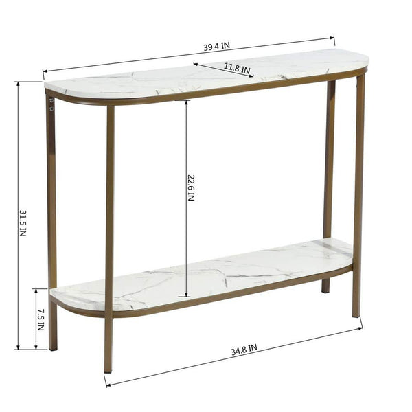 Eggree Set Of 30 Adria Console Table 100cm - White Marble With Metal Leg Set Of 30 Adria Console Table 100cm - White Marble With Metal Leg