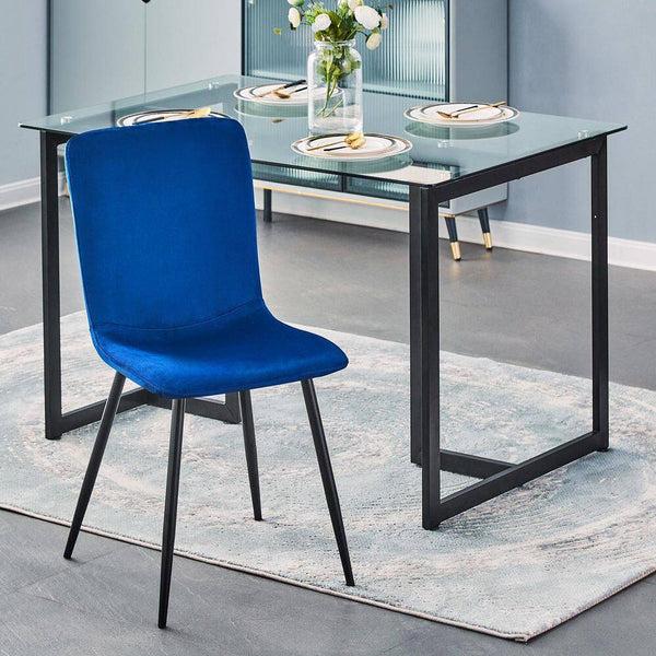 Eggree Set Of 32 SCARGILL Dining Chair - Velvet Blue With Black Metal Leg Set Of 32 SCARGILL Dining Chair - Velvet Blue With Black Metal Leg