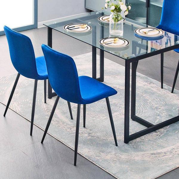 Eggree Set Of 32 SCARGILL Dining Chair - Velvet Blue With Black Metal Leg Set Of 32 SCARGILL Dining Chair - Velvet Blue With Black Metal Leg
