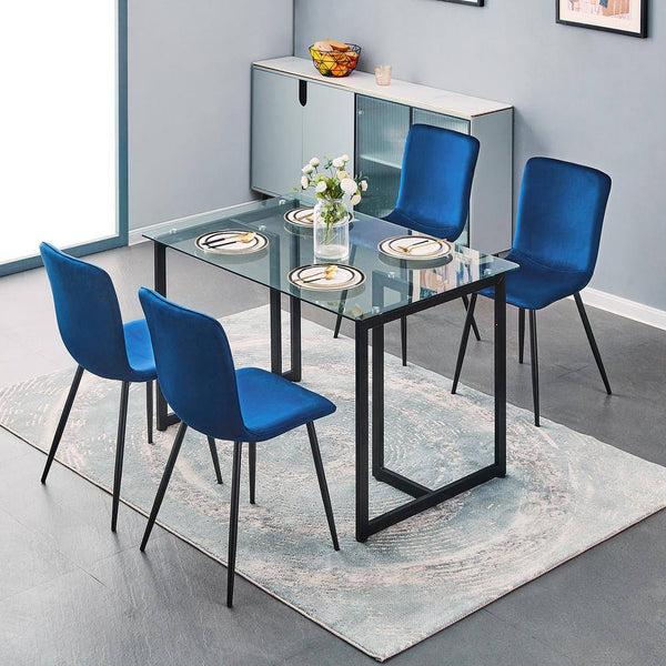 Eggree Set Of 32 SCARGILL Dining Chair - Velvet Blue With Black Metal Leg Set Of 32 SCARGILL Dining Chair - Velvet Blue With Black Metal Leg