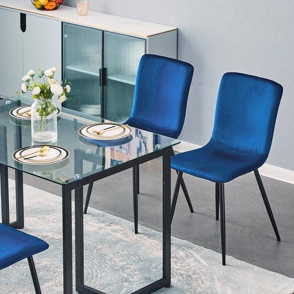 eggree Set of 32 SCARGILL Dining Chair - Velvet Blue with Black Metal Leg Set of 32 SCARGILL Dining Chair - Velvet Blue with Black Metal Leg eggree Set of 32 SCARGILL Dining Chair - Velvet Blue with Black Metal Leg Set of 32 SCARGILL Dining Chair - Velvet Blue with Black Metal Leg