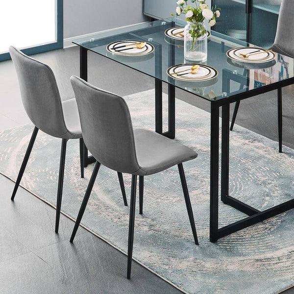 Eggree Set Of 32 SCARGILL Dining Chair - Velvet Grey With Black Metal Leg Set Of 32 SCARGILL Dining Chair - Velvet Grey With Black Metal Leg