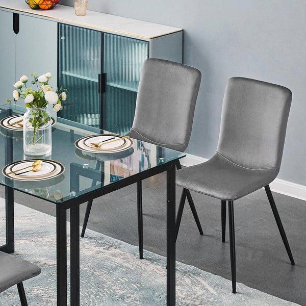 eggree Set of 32 SCARGILL Dining Chair - Velvet Grey with Black Metal Leg Set of 32 SCARGILL Dining Chair - Velvet Grey with Black Metal Leg eggree Set of 32 SCARGILL Dining Chair - Velvet Grey with Black Metal Leg Set of 32 SCARGILL Dining Chair - Velvet Grey with Black Metal Leg