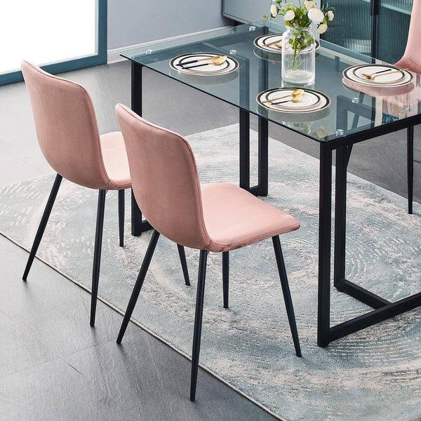 Eggree Set Of 32 SCARGILL Dining Chair - Velvet Rose With Black Metal Leg Set Of 32 SCARGILL Dining Chair - Velvet Rose With Black Metal Leg