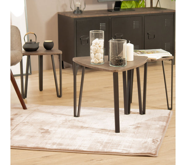 Eggree Set Of 37 Kauwhata 3Pcs Nesting Tables - Brown Mdf With Black Metal Leg Set Of 37 Kauwhata 3Pcs Nesting Tables - Brown Mdf With Black Metal Leg