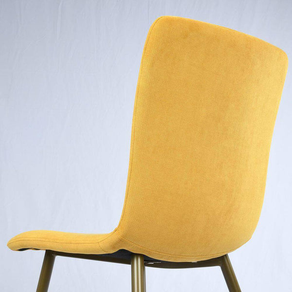 Eggree Set Of 4 SCARGILL Dining Chair - Fabric Yellow With Golden Metal Leg Set Of 4 SCARGILL Dining Chair - Fabric Yellow With Golden Metal Leg