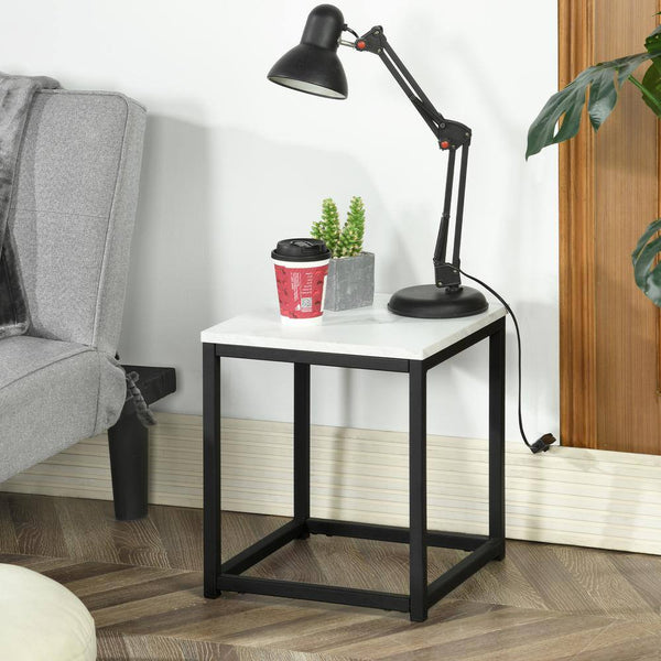 Eggree Set Of 47 Facto 13.8 In. White Marble MDF End Table Set Of 47 Facto 13.8 In. White Marble MDF End Table