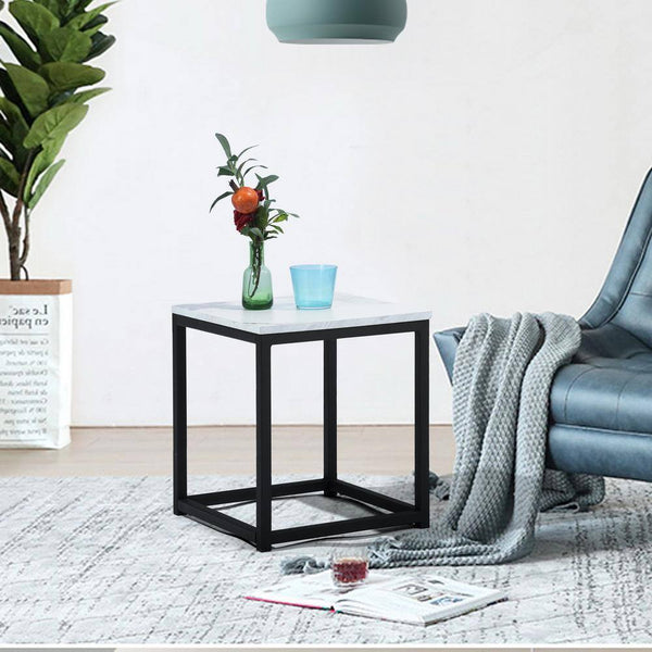 Eggree Set Of 47 Facto 13.8 In. White Marble MDF End Table Set Of 47 Facto 13.8 In. White Marble MDF End Table