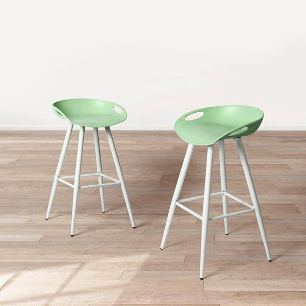Eggree Set Of 50 27.6 In. Lime Green Low Back Metal Legs Bar Height Bar Stools With PP Seat Set Of 50 27.6 In. Lime Green Low Back Metal Legs Bar Height Bar Stools With PP Seat