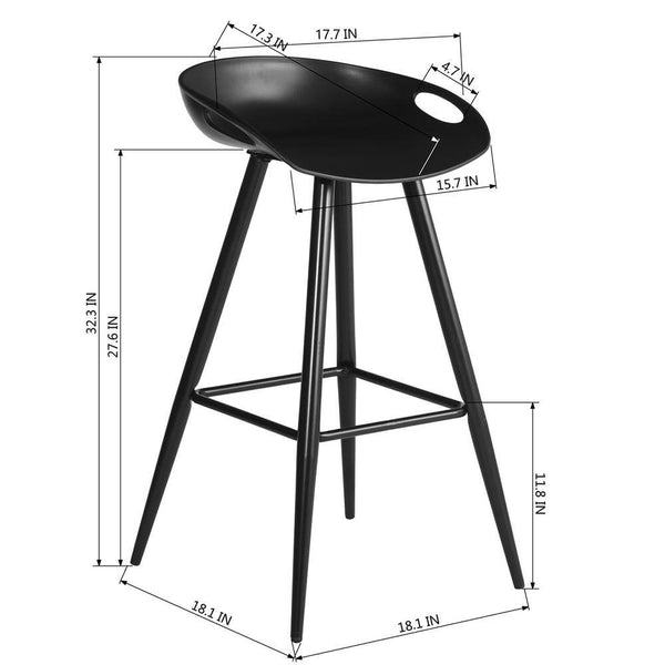 Eggree Set Of 50 Fiyan 32.3 In. Black Metal Frame Low Back Retro Style Bar Stool With Black PP Seat Set Of 50 Fiyan 32.3 In. Black Metal Frame Low Back Retro Style Bar Stool With Black PP Seat
