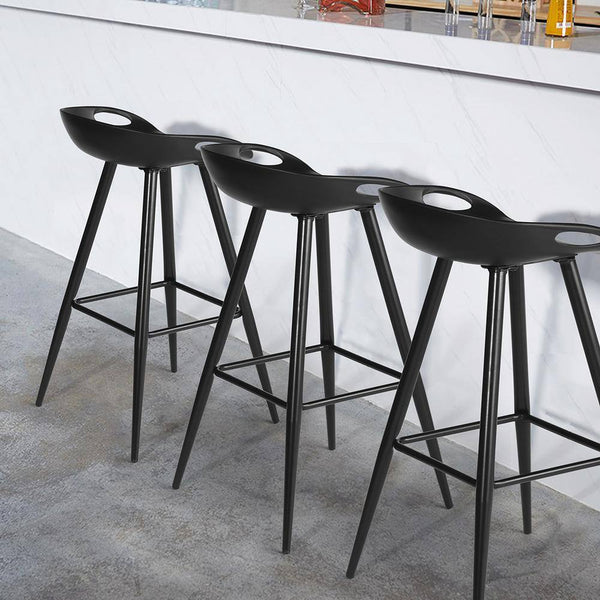 eggree Set of 50 Fiyan 32.3 in. Black Metal Frame Low Back Retro Style Bar Stool with Black PP Seat Set of 50 Fiyan 32.3 in. Black Metal Frame Low Back Retro Style Bar Stool with Black PP Seat