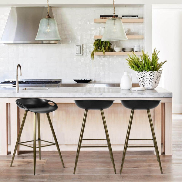 Eggree Set Of 50 Fiyan 32.3 In. Bronze Metal Frame Low Back Retro Style Bar Stool With Black PP Seat Set Of 50 Fiyan 32.3 In. Bronze Metal Frame Low Back Retro Style Bar Stool With Black PP Seat