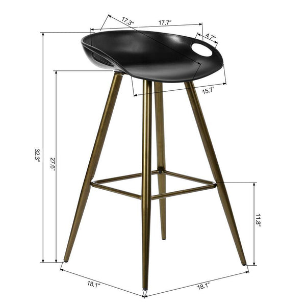 Eggree Set Of 50 Fiyan 32.3 In. Bronze Metal Frame Low Back Retro Style Bar Stool With Black PP Seat Set Of 50 Fiyan 32.3 In. Bronze Metal Frame Low Back Retro Style Bar Stool With Black PP Seat