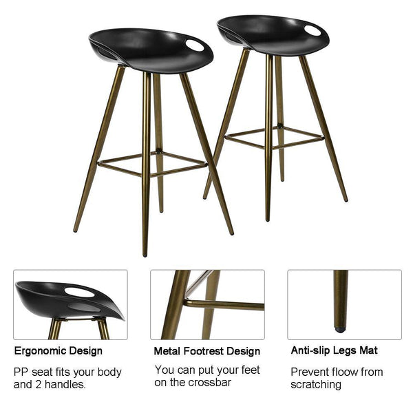 Eggree Set Of 50 Fiyan 32.3 In. Bronze Metal Frame Low Back Retro Style Bar Stool With Black PP Seat Set Of 50 Fiyan 32.3 In. Bronze Metal Frame Low Back Retro Style Bar Stool With Black PP Seat