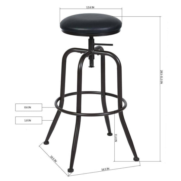 Eggree Set Of 54 Ana 28.5-31.5 In. Adjustable Height Black Backless Metal Frame Swivel Industrial BarStool With PVC Seat Set Of 54 Ana 28.5-31.5 In. Adjustable Height Black Backless Metal Frame Swivel Industrial BarStool With PV