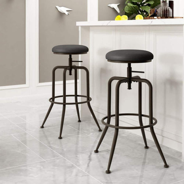 eggree Set of 54 Ana 28.5-31.5 in. Adjustable Height Black Backless Metal Frame Swivel Industrial BarStool with PVC Seat Set of 54 Ana 28.5-31.5 in. Adjustable Height Black Backless Metal Frame Swivel Industrial BarStool with PV