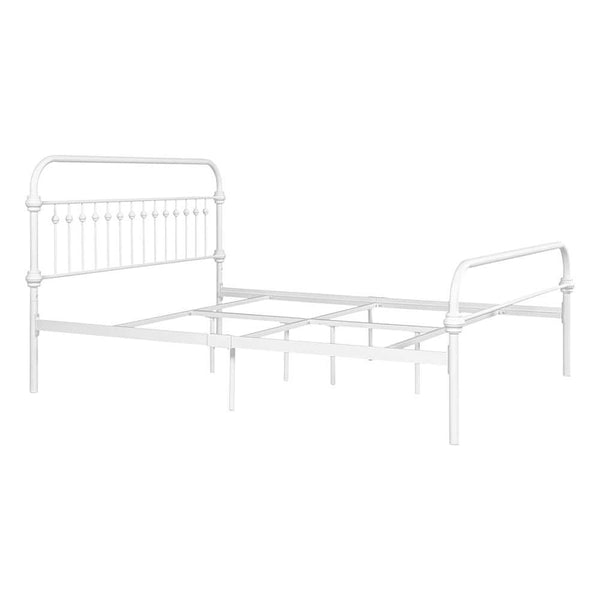 Eggree Set Of 7 Gobert White Metal Standard Full Platform Bed Foundation With Headboard Set Of 7 Gobert White Metal Standard Full Platform Bed Foundation With Headboard