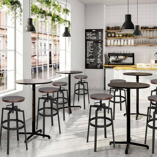 Eggree Set Of 70 AMAT 24-29 In. Adjustable Height Brown Wood Backless Metal Frame Industial Counter And Bar Stool Set Of 70 AMAT 24-29 In. Adjustable Height Brown Wood Backless Metal Frame Industial Counter And Bar Stool