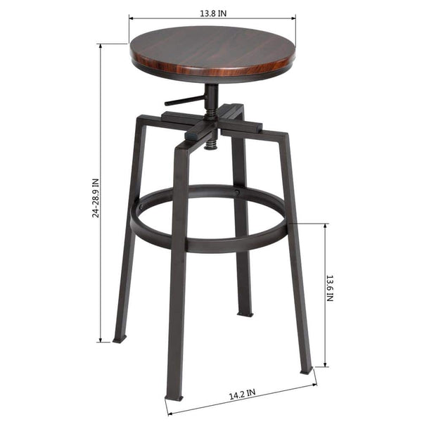 Eggree Set Of 70 AMAT 24-29 In. Adjustable Height Brown Wood Backless Metal Frame Industial Counter And Bar Stool Set Of 70 AMAT 24-29 In. Adjustable Height Brown Wood Backless Metal Frame Industial Counter And Bar Stool
