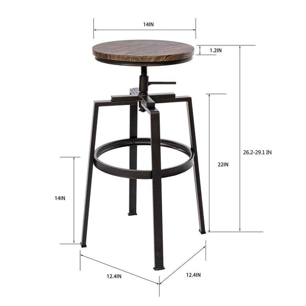 Eggree Set Of 70 AMAT 24-29 In. Adjustable Height Walnut Backless Metal Frame Industial Counter And Bar Stool Set Of 70 AMAT 24-29 In. Adjustable Height Walnut Backless Metal Frame Industial Counter And Bar Stool