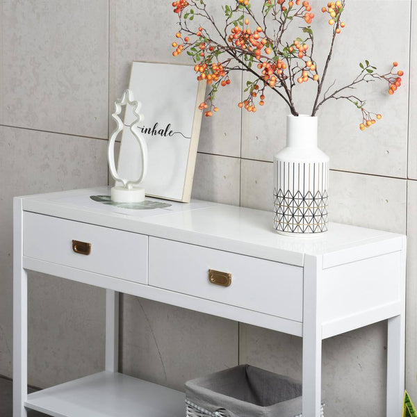 Eggree Set Of 8 Bianca 44.3 In. White Standard Rectangle Wood Console Table With 2-Drawers Set Of 8 Bianca 44.3 In. White Standard Rectangle Wood Console Table With 2-Drawers