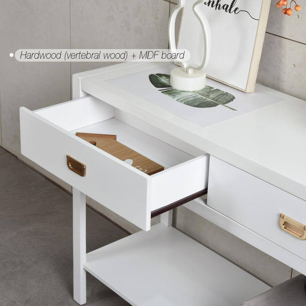 Eggree Set Of 8 Bianca 44.3 In. White Standard Rectangle Wood Console Table With 2-Drawers Set Of 8 Bianca 44.3 In. White Standard Rectangle Wood Console Table With 2-Drawers