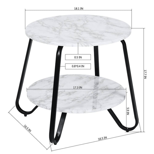 Eggree Set Of 83 Konya 18 In. Round White Marble Color Top Black Frame 2-Tier End Table Set Of 83 Konya 18 In. Round White Marble Color Top Black Frame 2-Tier End Table